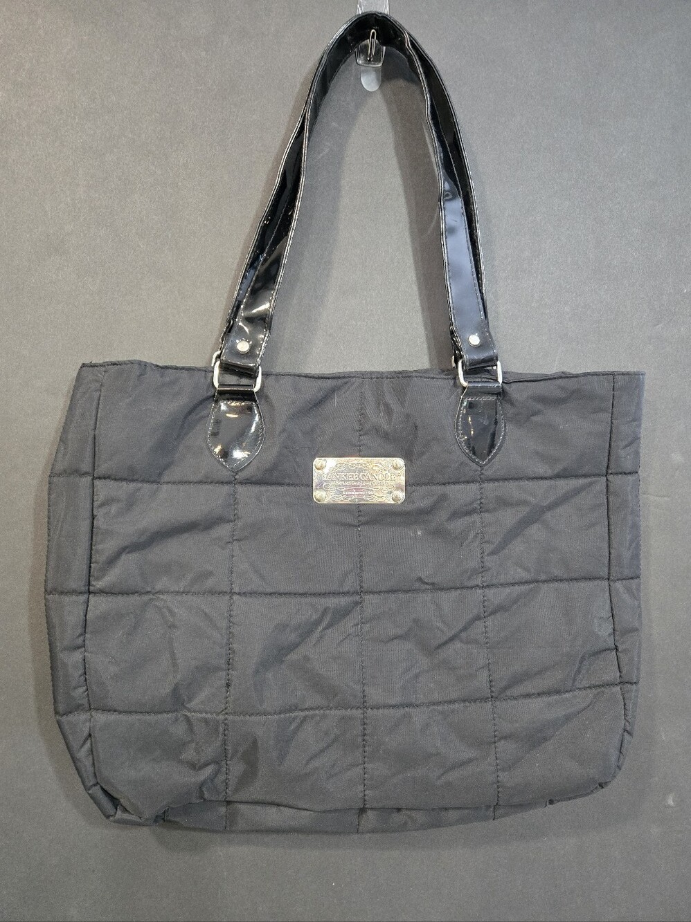 Yankee Candle Black Quilted Tote Bag with Patent Handles